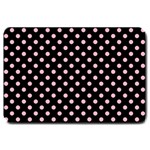 Polka Dots - Cherry Blossom Pink on Black Large Doormat