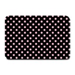 Polka Dots - Cherry Blossom Pink on Black Plate Mat