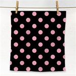 Polka Dots - Cherry Blossom Pink on Black Face Towel