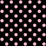 Polka Dots - Cherry Blossom Pink on Black ScrapBook Page 12  x 12 