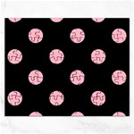 Polka Dots - Cherry Blossom Pink on Black Jigsaw Puzzle (Rectangular)