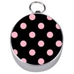 Polka Dots - Cherry Blossom Pink on Black Silver Compass
