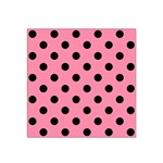 Polka Dots - Black on Flamingo Pink Satin Bandana Scarf