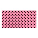 Polka Dots - Black on Flamingo Pink Satin Shawl
