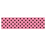 Polka Dots - Black on Flamingo Pink Satin Scarf (Oblong)