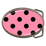 Polka Dots - Black on Flamingo Pink Belt Buckle