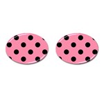 Polka Dots - Black on Flamingo Pink Cufflinks (Oval)