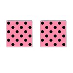 Polka Dots - Black on Flamingo Pink Cufflinks (Square)