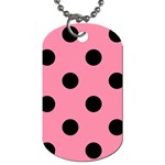 Polka Dots - Black on Flamingo Pink Dog Tag (Two Sides)