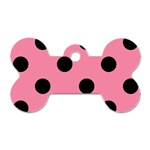 Polka Dots - Black on Flamingo Pink Dog Tag Bone (Two Sides)