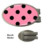 Polka Dots - Black on Flamingo Pink Money Clip (Oval)