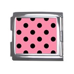 Polka Dots - Black on Flamingo Pink Mega Link Italian Charm (18mm)