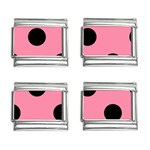 Polka Dots - Black on Flamingo Pink 9mm Italian Charm (4 pack)