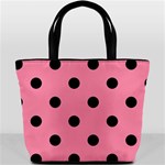 Polka Dots - Black on Flamingo Pink Bucket Bag