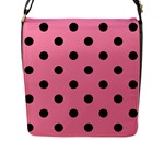 Polka Dots - Black on Flamingo Pink Flap Closure Messenger Bag (L)