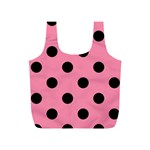 Polka Dots - Black on Flamingo Pink Full Print Recycle Bag (S)