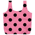 Polka Dots - Black on Flamingo Pink Full Print Recycle Bag (XL)