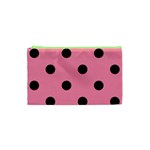 Polka Dots - Black on Flamingo Pink Canvas Cosmetic Bag (XS)