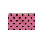 Polka Dots - Black on Flamingo Pink Cosmetic Bag (S)
