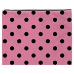 Polka Dots - Black on Flamingo Pink Cosmetic Bag (XXXL)