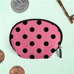 Polka Dots - Black on Flamingo Pink Accessory Pouch (Small)