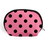 Polka Dots - Black on Flamingo Pink Accessory Pouch (Medium)