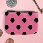 Polka Dots - Black on Flamingo Pink Mini Coin Purse