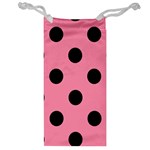Polka Dots - Black on Flamingo Pink Jewelry Bag