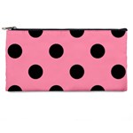 Polka Dots - Black on Flamingo Pink Pencil Case