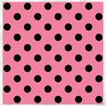 Polka Dots - Black on Flamingo Pink Canvas 12  x 12 