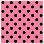 Polka Dots - Black on Flamingo Pink Canvas 16  x 16 