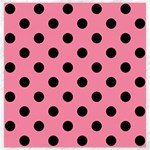 Polka Dots - Black on Flamingo Pink Canvas 20  x 20 