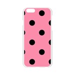Polka Dots - Black on Flamingo Pink Apple iPhone 6/6S Silicone Case (Transparent)