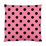 Polka Dots - Black on Flamingo Pink Standard Cushion Case (One Side)