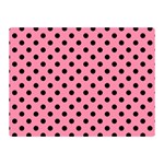Polka Dots - Black on Flamingo Pink Double Sided Flano Blanket (Mini)