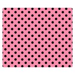 Polka Dots - Black on Flamingo Pink Double Sided Flano Blanket (Small)
