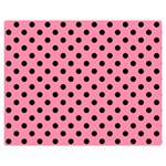 Polka Dots - Black on Flamingo Pink Double Sided Flano Blanket (Medium)