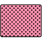 Polka Dots - Black on Flamingo Pink Fleece Blanket (Medium) (One Side)
