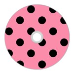 Polka Dots - Black on Flamingo Pink CD Wall Clock