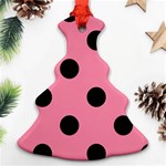 Polka Dots - Black on Flamingo Pink Ornament (Christmas Tree)
