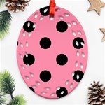 Polka Dots - Black on Flamingo Pink Ornament (Bell) Ornament (Oval Filigree)