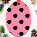 Polka Dots - Black on Flamingo Pink Ornament (Oval)