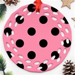 Polka Dots - Black on Flamingo Pink Ornament (Round Filigree)