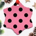 Polka Dots - Black on Flamingo Pink Ornament (Snowflake)