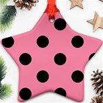 Polka Dots - Black on Flamingo Pink Star Ornament (Two Sides)