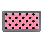 Polka Dots - Black on Flamingo Pink Memory Card Reader (Mini)