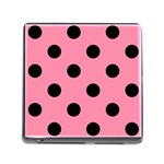 Polka Dots - Black on Flamingo Pink Memory Card Reader (Square)