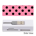 Polka Dots - Black on Flamingo Pink Memory Card Reader (Stick)