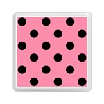 Polka Dots - Black on Flamingo Pink Memory Card Reader with Storage (Square)