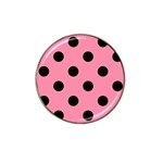 Polka Dots - Black on Flamingo Pink Hat Clip Ball Marker (10 pack)